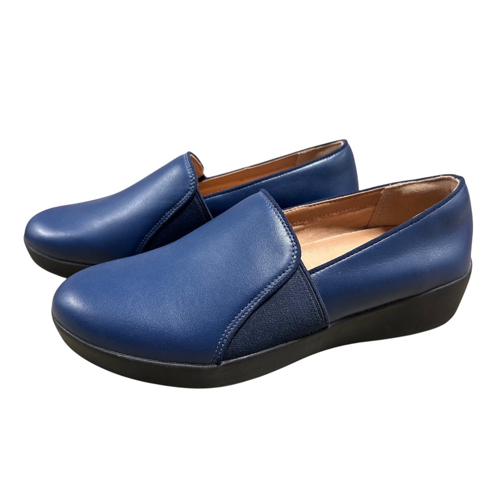 FitFlop Colette Leather Loafers Midnight Navy Blue Slip On Shoes W30-399 US 7.5